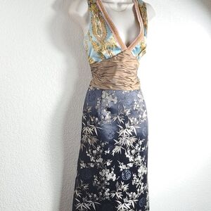 Phoebe Couture Silk Bodice Cocktail Dress Jacquard Skirt Size 10